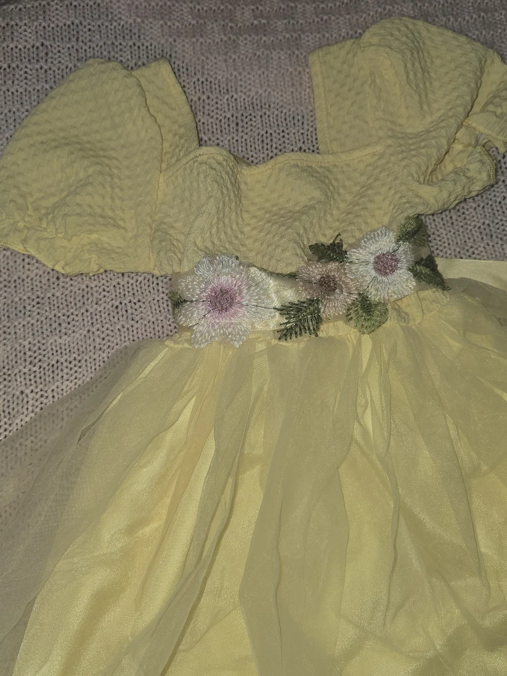 Yellow Floral Tulle Dress for Girls - Kids Theater Costume 4T